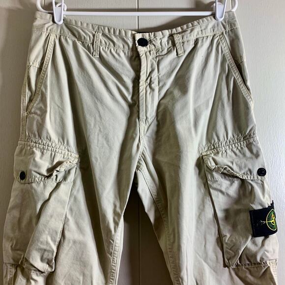 Y2K 2000's STONE ISLAND Type SL white cargo trouser chino pants bottoms 32x32 - Picture 1 of 8